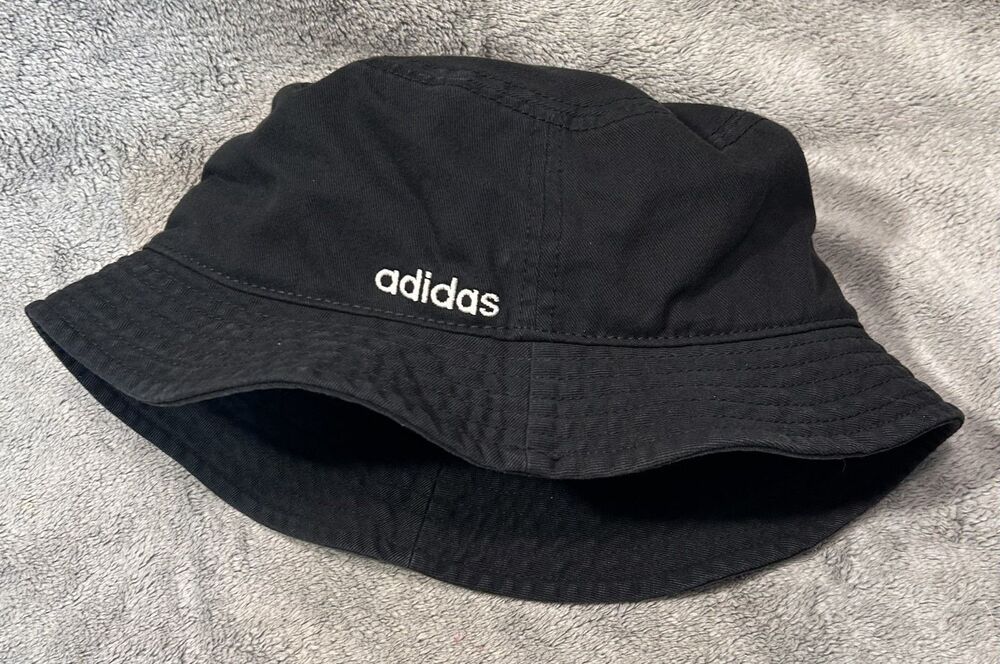 Adidas Bucket Hat Black Solid Minimalist Logo Aeroready Wicking Band